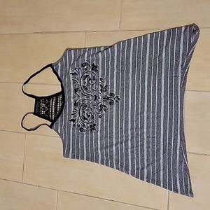 Maurice's Premium Black/ Grey w/ bedazzles Tank Top
